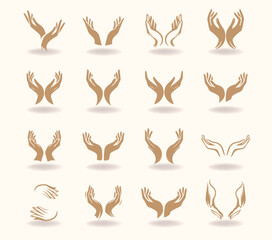 Elegant hands, design elements or parts of an emblem or logo for a company engaged in cosmetics, spa treatments, massage salon, beauty salon, environmental skin care products