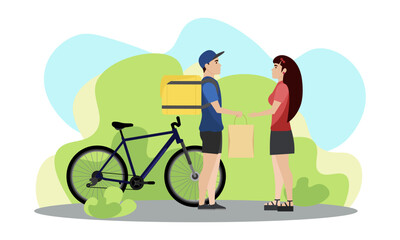 Obraz premium Delivery man illustration. Fast delivery. Delivery service.