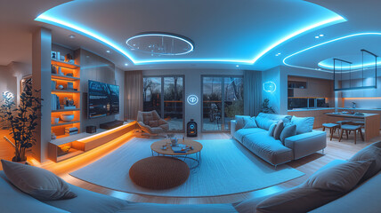 Smart home, interior view of a smart home from an interior camera
