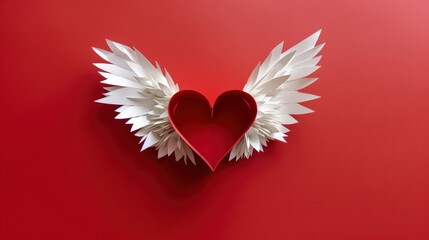 Red heart with white wings