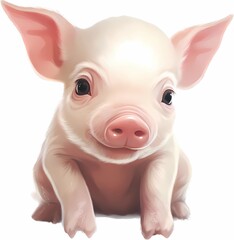Cute drawing of a piglet, cartoon isolated picture