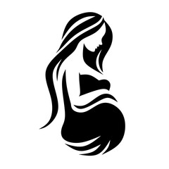 beautiful pregnant woman silhouette style. Vector illustration