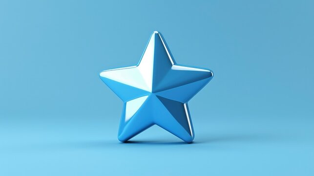 3D Star icon clean blue background