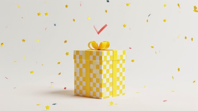  3D Yellow gift box icon