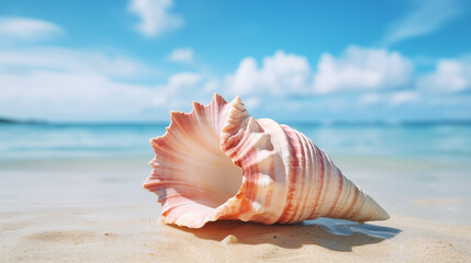 Colorful and intricate Conch Shell or Seashell on the beach