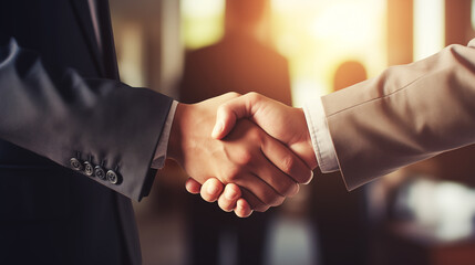 Business partnership meeting concept. Successful businessmen handshaking after a great deal.