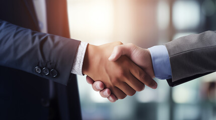 Business partnership meeting concept. Successful businessmen handshaking after a great deal.