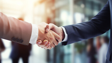 Business partnership meeting concept. Successful businessmen handshaking after a great deal.