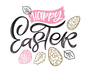 Lettering about Easter for flyer and print design. Vector illustration. Templates for banners, posters, greeting postcards. 100% vector file