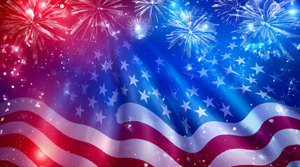 June 4th USA Independence Day - background with fireworks for design.