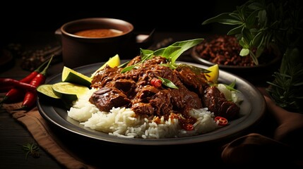 Savory Delights: A Plate of Hearty Meat and Rice
