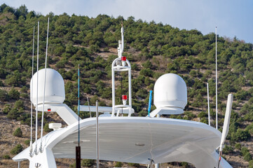 communication and navigation equipment on the mast of ship