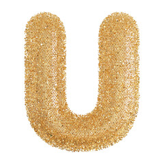 Gold glitter  later U font 3D render