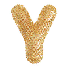 Gold glitter  later Y font 3D render