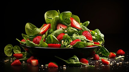 Bowl of Fresh and Colorful Spinach and Strawberry Salad