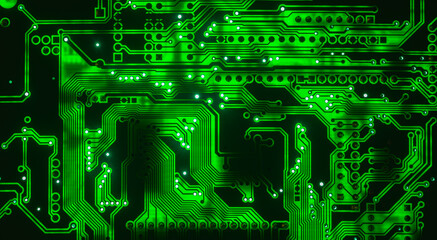 Electronic circuit board close up, background with circuit board