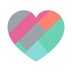 Happy Valentine's day. Greeting card with hearts. Heart made of abstract geometric pattern