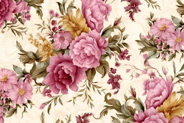 Fotobehang Vintage floral background with beautiful flowers,  Floral seamless pattern © Cybernetic