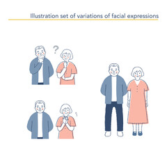 シニアカップルの表情　バリエーション