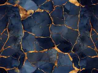 marble texture pattern backround, deep blue and gold colors