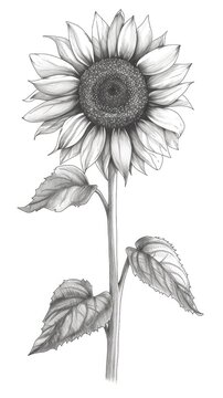Sunflower hand drawn