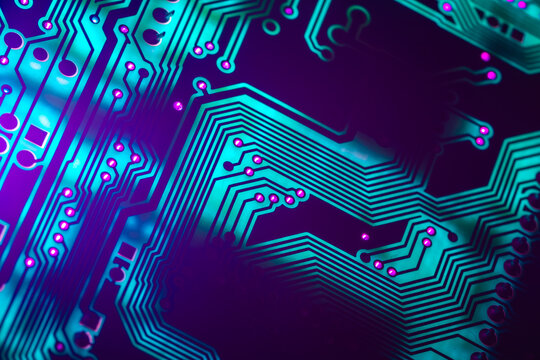 Electronic circuit board close up, background with circuit board
