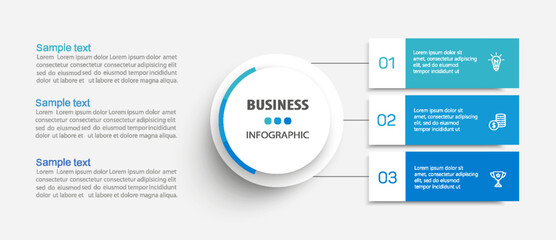 Modern business infographic template with 3 options or steps
