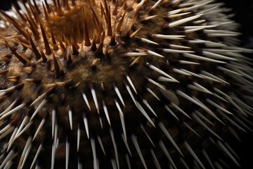 Sea urchin closeup photo. Interesting and uncommon creation with needles. Generate AI