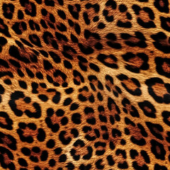 Fototapeta premium Seamless leopard skin fur pattern, animal skin texture. Generative ai