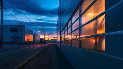 Obraz premium Urban Workspace Office Building at Sunset