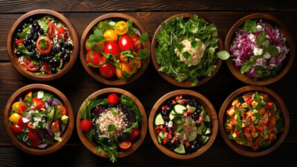 Fototapeta na wymiar Top-View Rustic Salad Spread