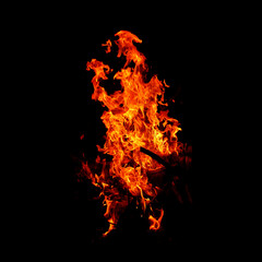 Fire of flame burning isolated on dark background for graphic design purpose