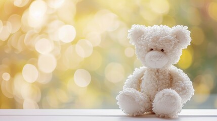 White teddy in the natural background. Happy Teddy Day
