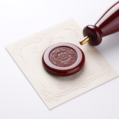 wax vintage facsimile seal on a sheet of paper - obrazy, fototapety, plakaty