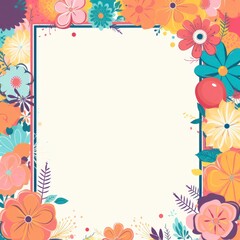 Fototapeta na wymiar colorful blank pastel frame with colorful flower broder