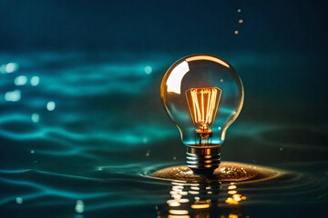 light bulb on water - obrazy, fototapety, plakaty