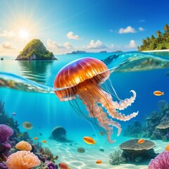 Obraz na płótnie Canvas Jellyfish in ocean