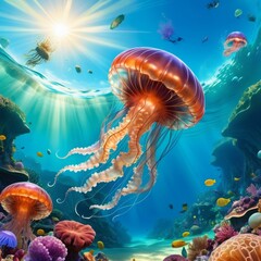 Jellyfish in ocean