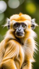 Obraz premium Emerald Eyes, Soul Whispers: Wild Gaze Pierces, Mossy Fur Glows, Nature's Majesty Dances in a Primordial Glance. Whispers of Stone, Ancient Echo: Fur-Cloaked Wisdom, Granite Gaze