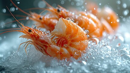 Succulent frozen shrimp. the freshness of the shrimp close up view. seafood photography.