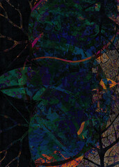 abstract background with tree and leaves, collage for scrapbooking