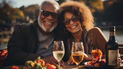 Senior African American couple on a picnic