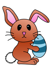Illustration of an adorable Easter rabbit carrying an egg