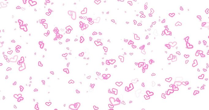 Abstract effect material of outlined pink glowing heart particles (white background) Image for Valentine's Day, Anniversary, Mother's Day, Wedding.