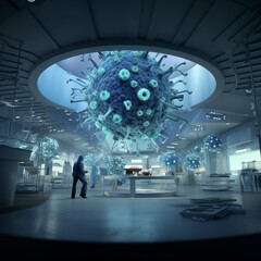 a scientist in a laboratory for the study of viruses


