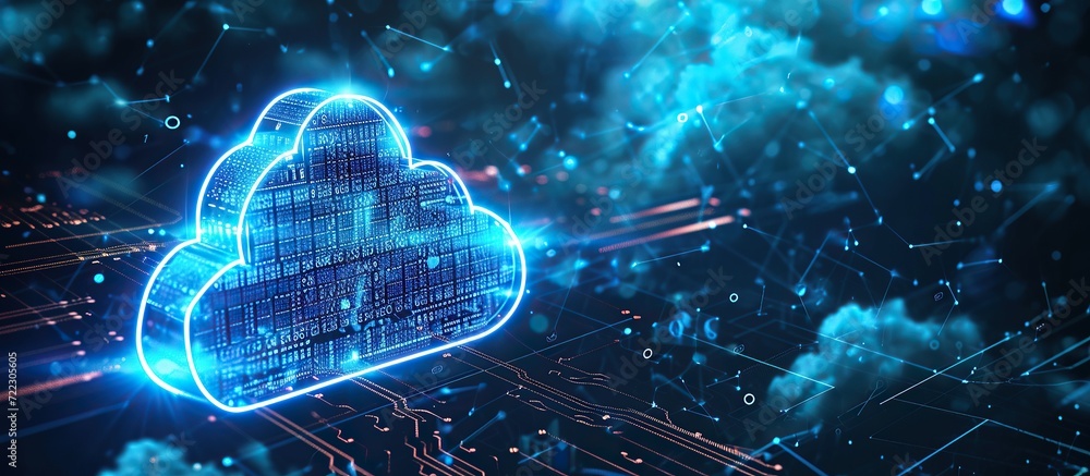 Poster cloud and edge computing technology concept and smart city, innovative technology background. global