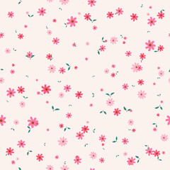 Trendy hand drawn small daisy flowers, Wild meadow floral illustration Seamless Pattern Vector Design for fashion, fabric, textile, wallpaper, cover, web, wrapping and all prints