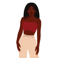 Stylish black woman in elegant art style vector