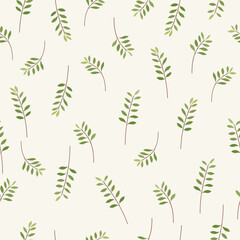 Seamless pattern green leaf. Botanical collage in modern flat liberty style wrapping and all prints