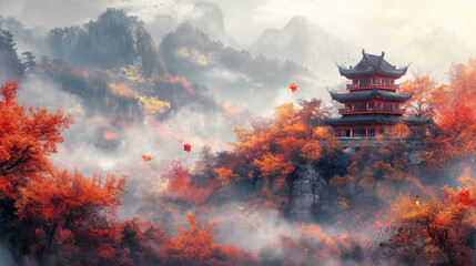 chinese temple in the morning